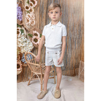 Noma Beige Stripe Button Detail Striped Shorts
