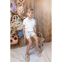 Noma Beige Stripe Button Detail Striped Shorts