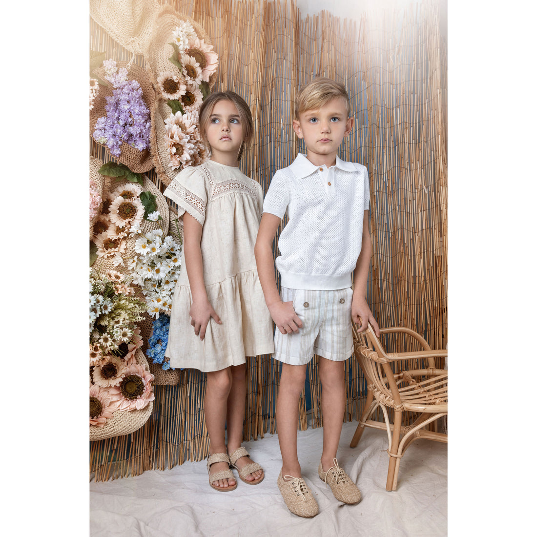Noma Beige Stripe Button Detail Striped Shorts