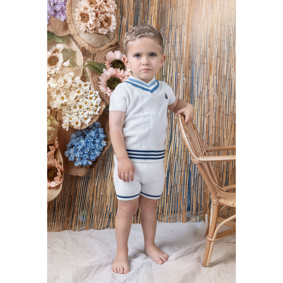 Noma White Multi Stripe Rib Textured Set