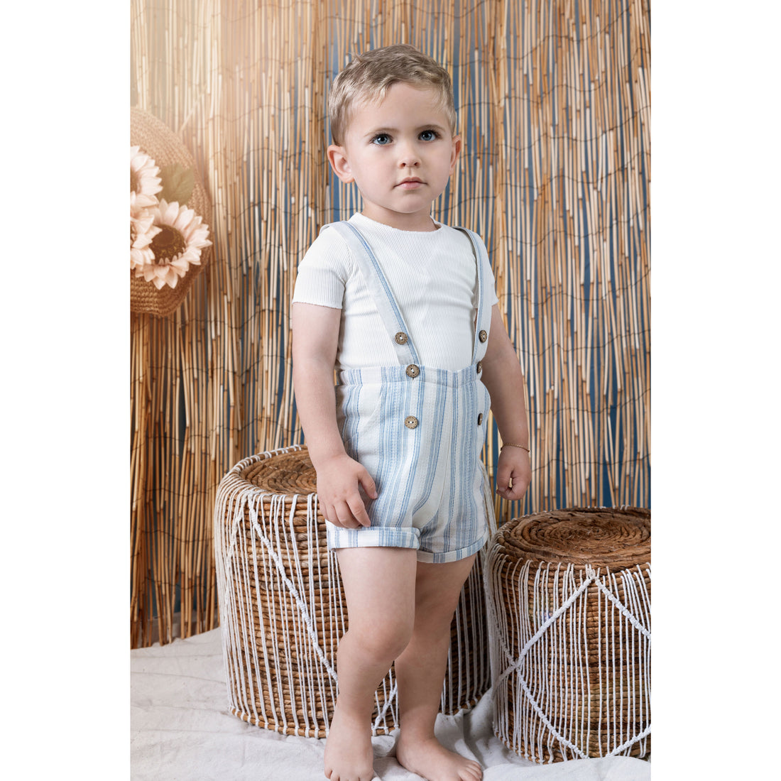 Noma Light Blue/ Sand Striped H Bar Overall