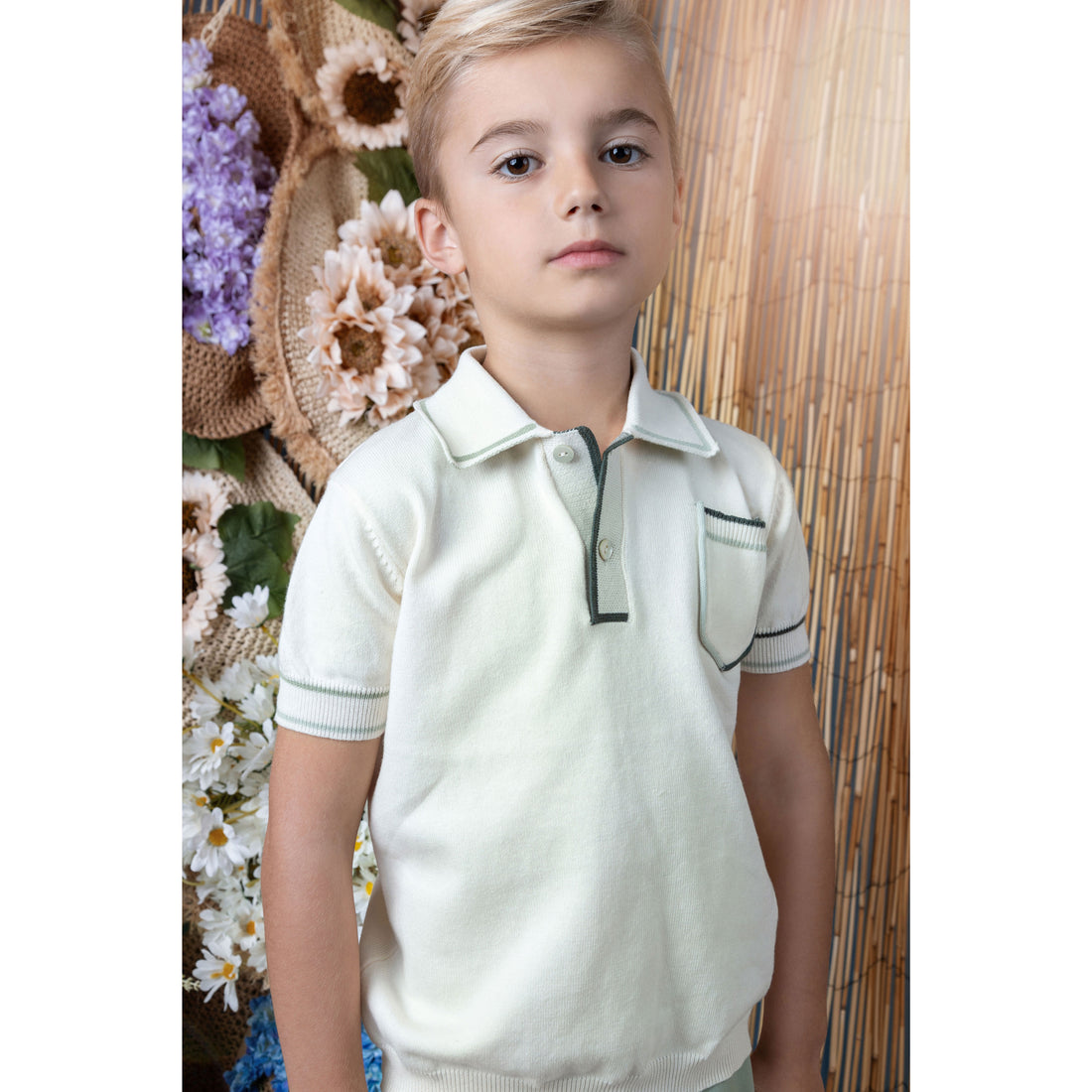 Noma Sage Binding Detail Knit Polo