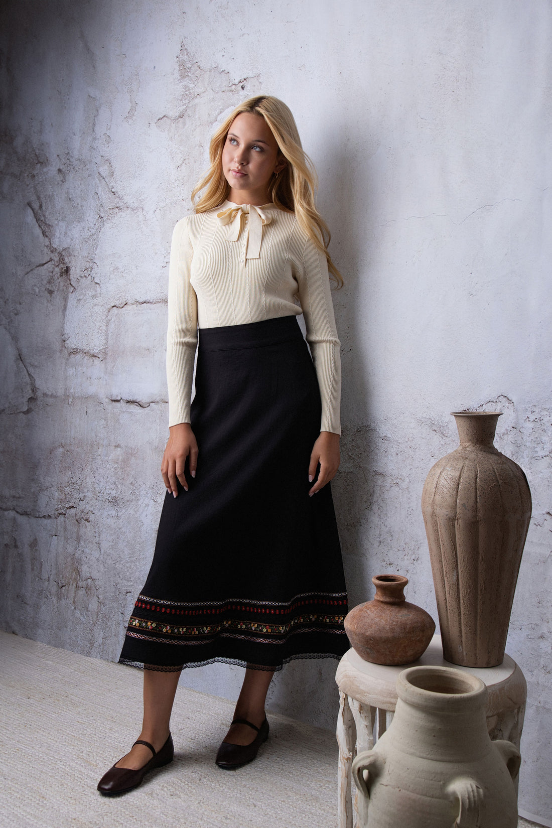 HEV Black Ribbon Detail Skirt
