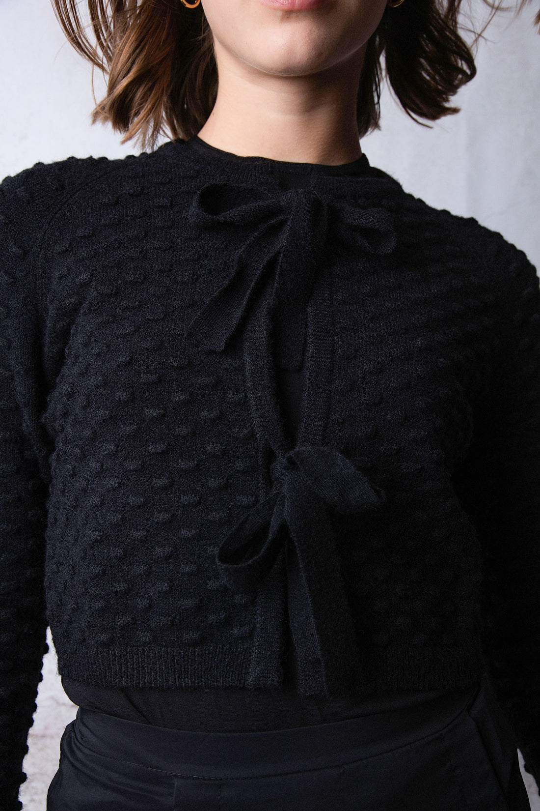 HEV Black Bow Tie Cardigan