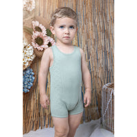 Noma Sage Solid Pointelle Knit Romper