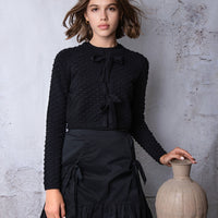 HEV Navy Taffeta Bow Detail Skirt
