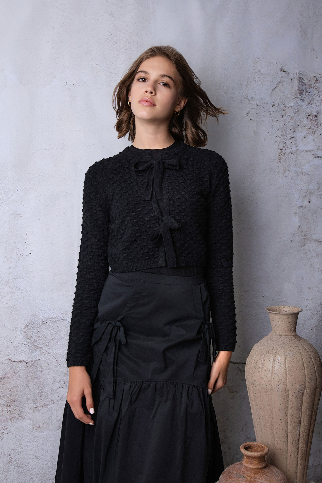 HEV Black Bow Tie Cardigan