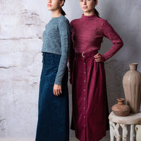 HEV Raspberry Striped Ribbed Turtleneck