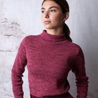 HEV Raspberry Striped Ribbed Turtleneck