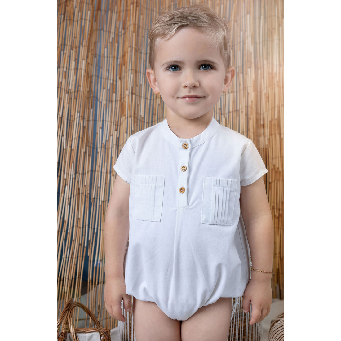 Noma White Pleat Pocket Shirt Romper