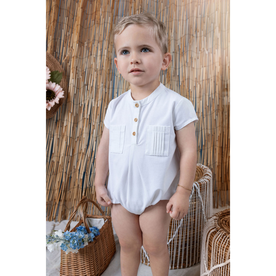 Noma White Pleat Pocket Shirt Romper