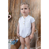 Noma White Pleat Pocket Shirt Romper