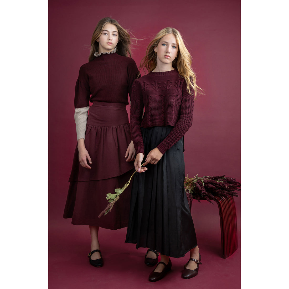 Hev Burgundy Contrast Sleeve Pullover