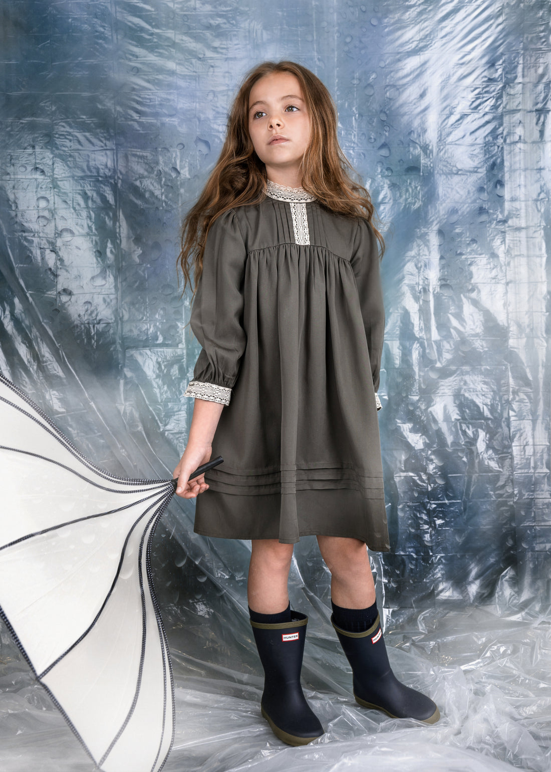 Noma Olive Ribbon Detail Yoked Dress