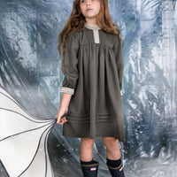 Noma Olive Ribbon Detail Yoked Dress