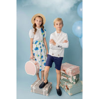 Belati Blue Flower Print Skirt Set