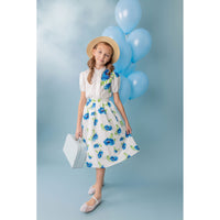 Belati Blue Flower Print Skirt Set