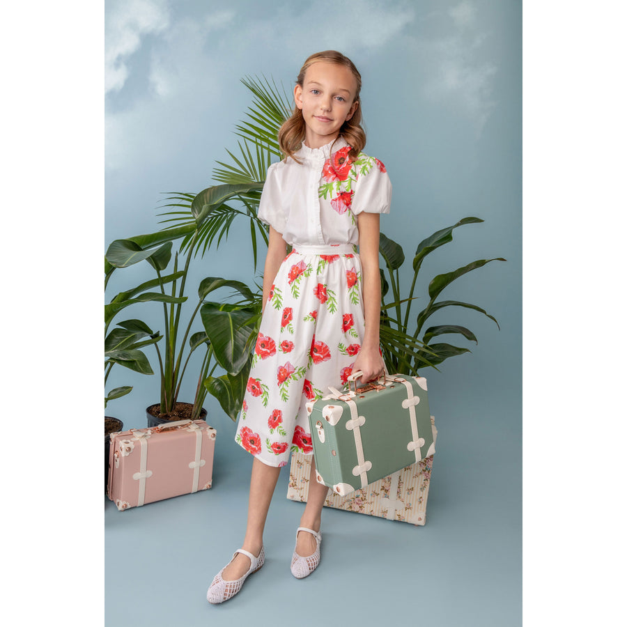 Belati Coral Flower Print Skirt Set