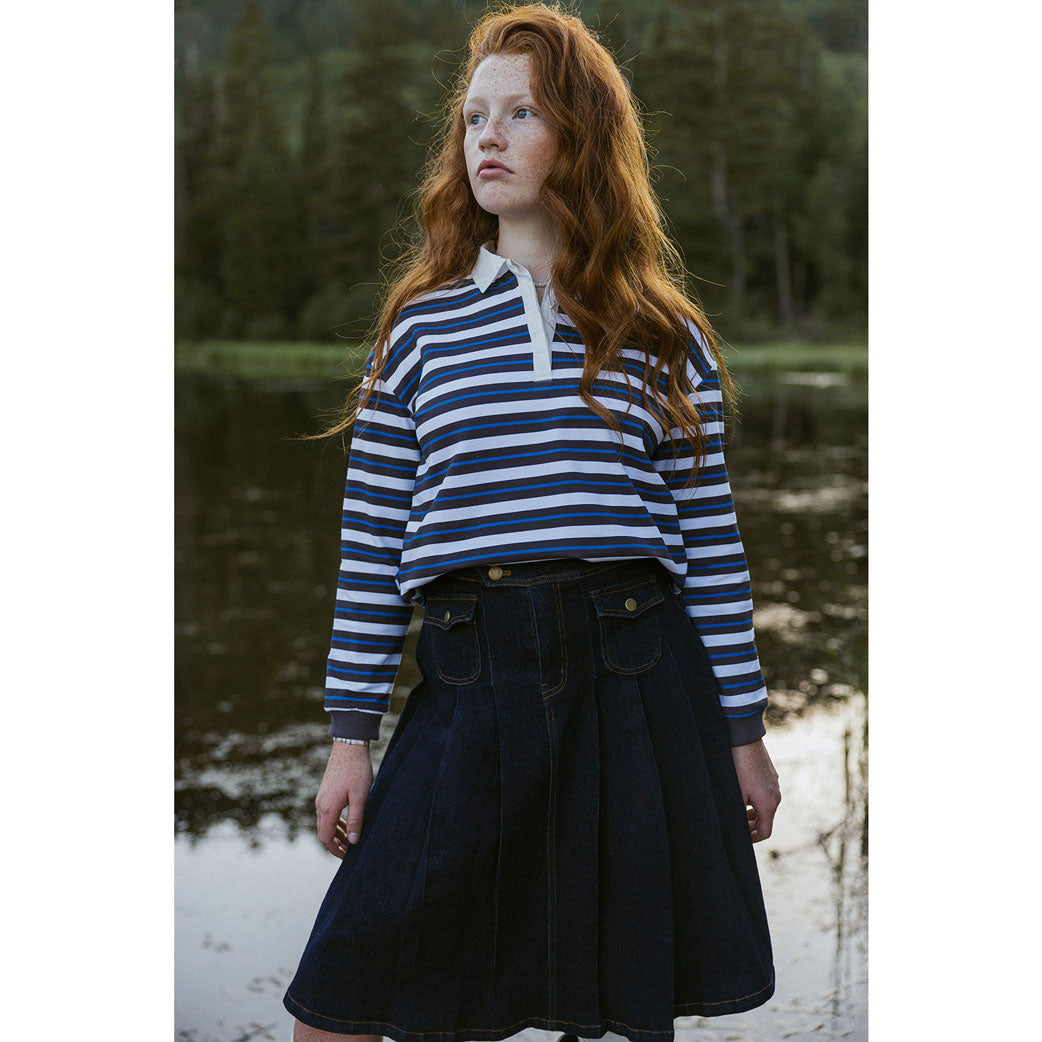 Clubhouse Striped Oversized Polo Sweatshirt