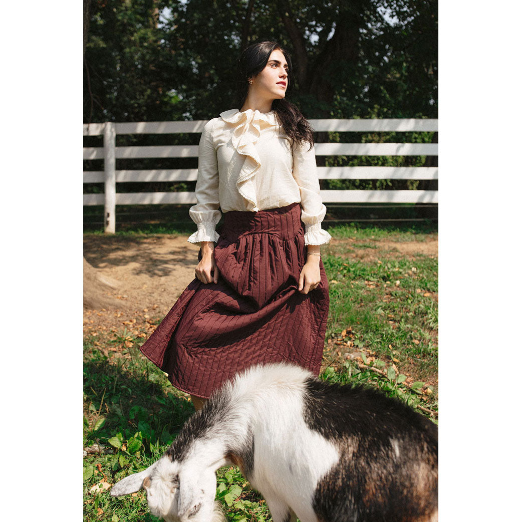 Ava and Lu Maroon QuiltedSkirt