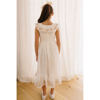 Petite Amalie  Off White Heirloom Embroidered Linen Dress