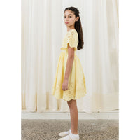 Petite Amalie  Lemon Embroidered Lemon Linen Dress