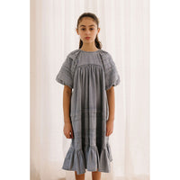 Petite Pink Light Chambray Pleated Smock Dress