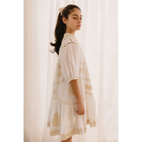 Petite Amalie  White/Natural Doily Smock Dress