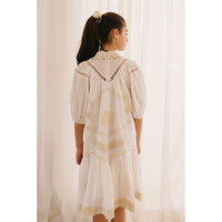 Petite Amalie  White/Natural Doily Smock Dress