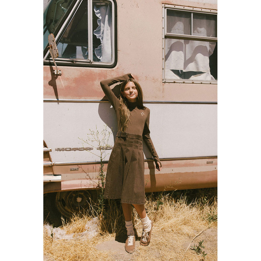 Clubhouse Mocha Shoe Embroidered Turtleneck
