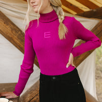 ELEMENTS Fuchsia Knit Rib Turtleneck