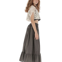 Belle Chiara Cotton Volcanic Earth Long Ruffle Skirt