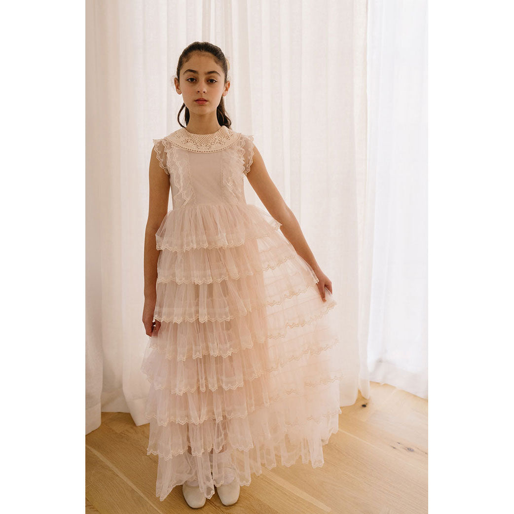 Petite Amalie Petal Crochet Collar Tulle Gown