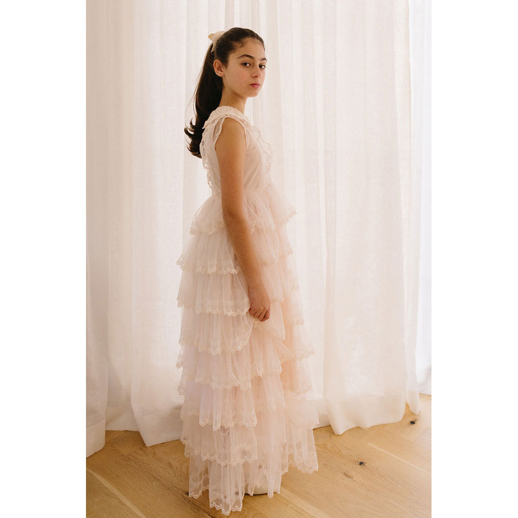 Petite Amalie  Petal Crochet Collar Tulle Gown