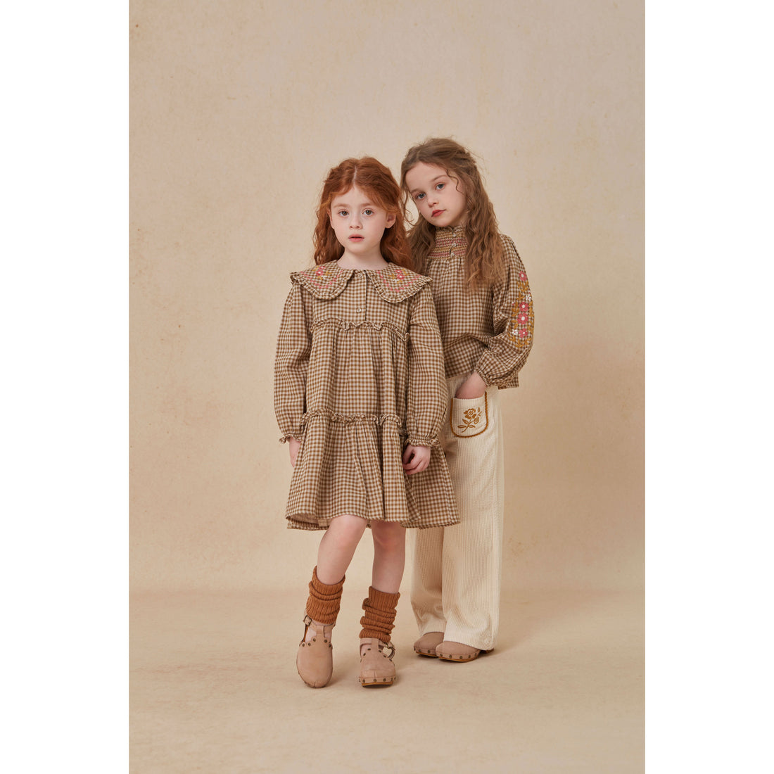 Cera Una Volta Green Check Evelina Blouse