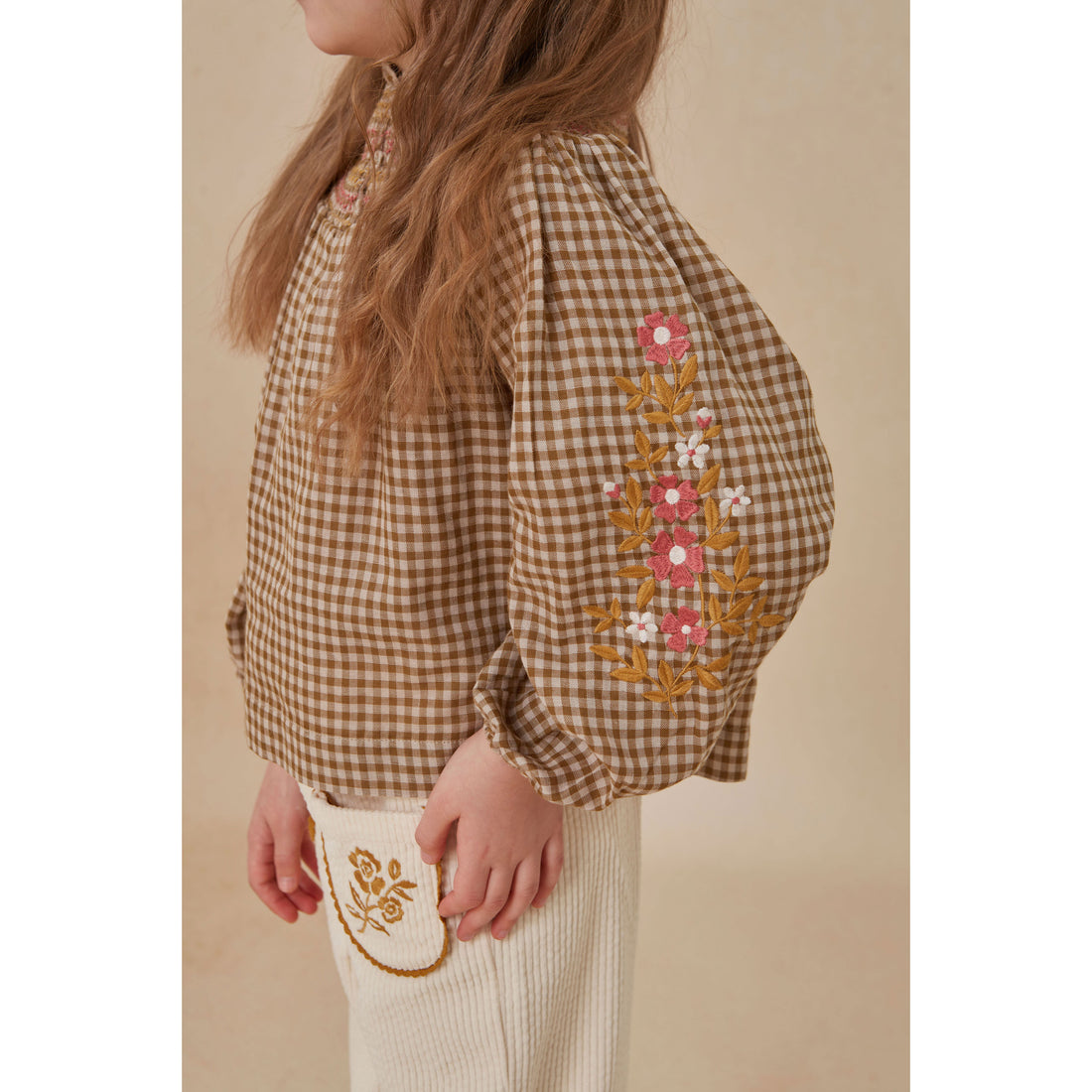 Cera Una Volta Green Check Evelina Blouse