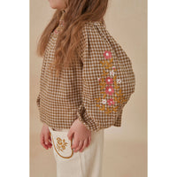 Cera Una Volta Green Check Evelina Blouse