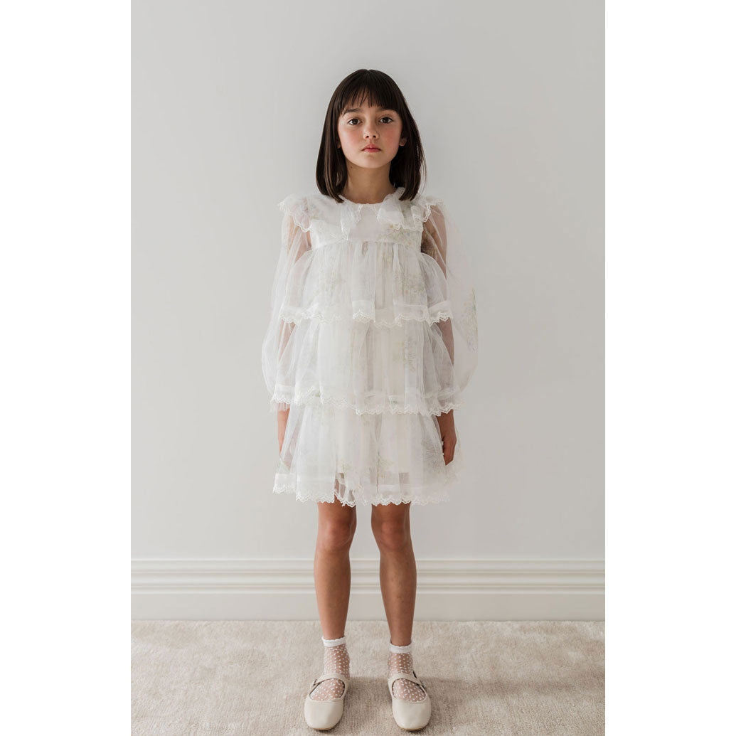 Petite Gold Spring Meadow Short Tulle Dress