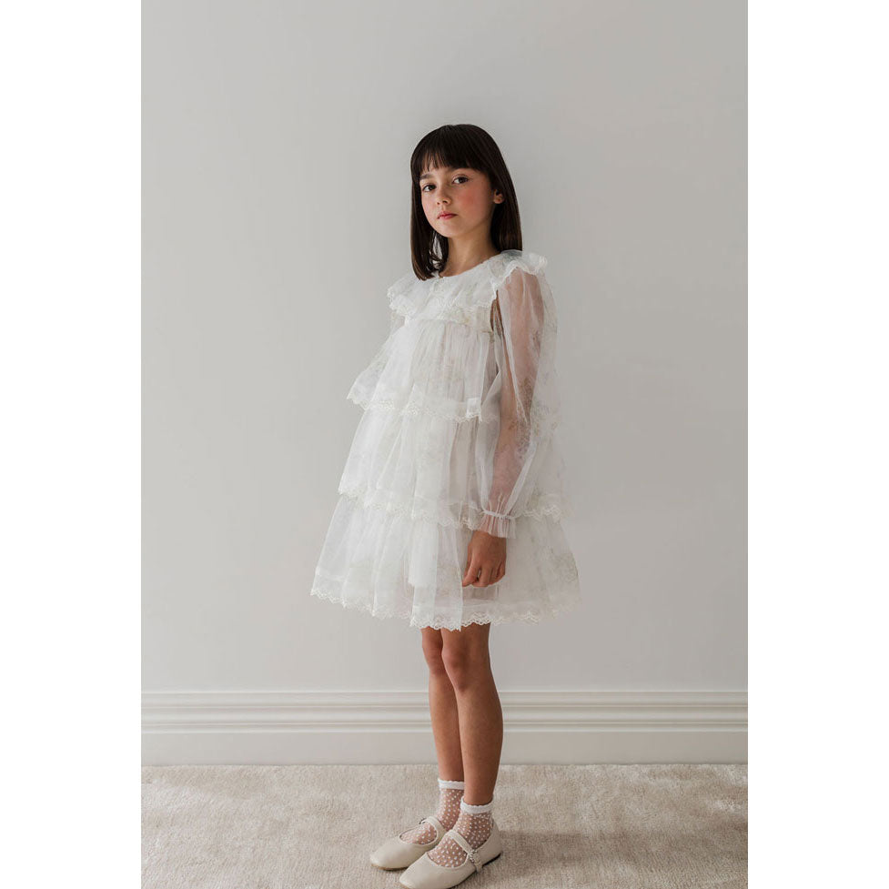 Petite Gold Spring Meadow Short Tulle Dress