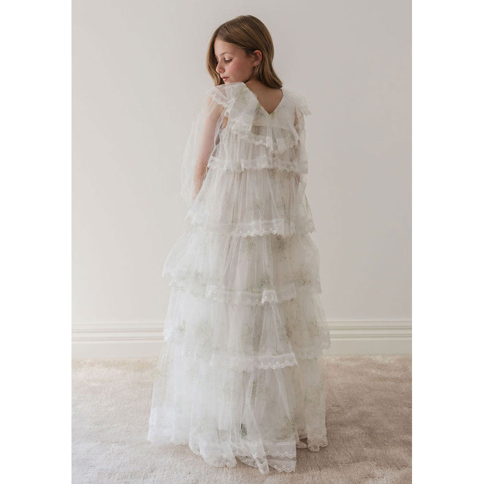 Petite Gold Spring Meadow Tulle Gown