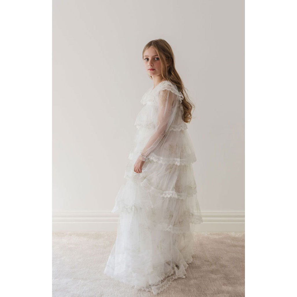 Petite Gold Spring Meadow Tulle Gown