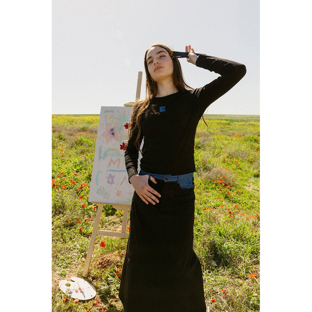 Elements Black Jean Denim Contrast Skirt