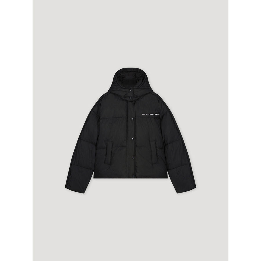 Les Coyotes De Paris Black Short Hooded Puffer
