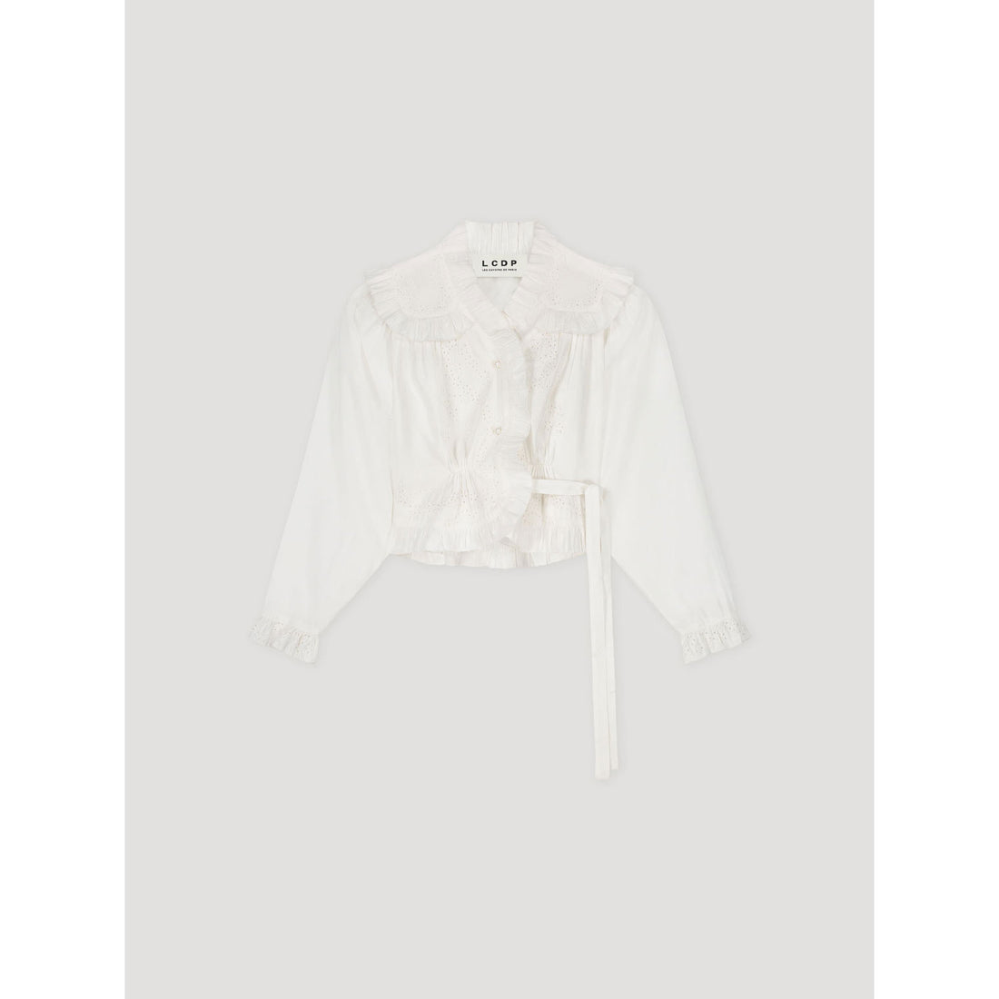 Les Coyotes De Paris Cream Wrap Broderie Anglaise Top