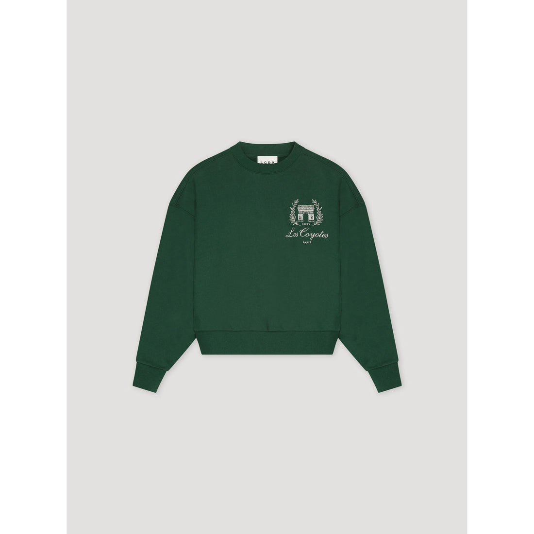 Les Coyotes De Paris Pine Green Boxy Chest Embroidery Sweatshirt