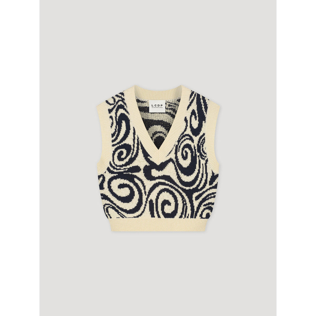 Les Coyotes De Paris Navy Swirl Intarsia Spencer Vest