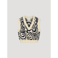 Les Coyotes De Paris Navy Swirl Intarsia Spencer Vest