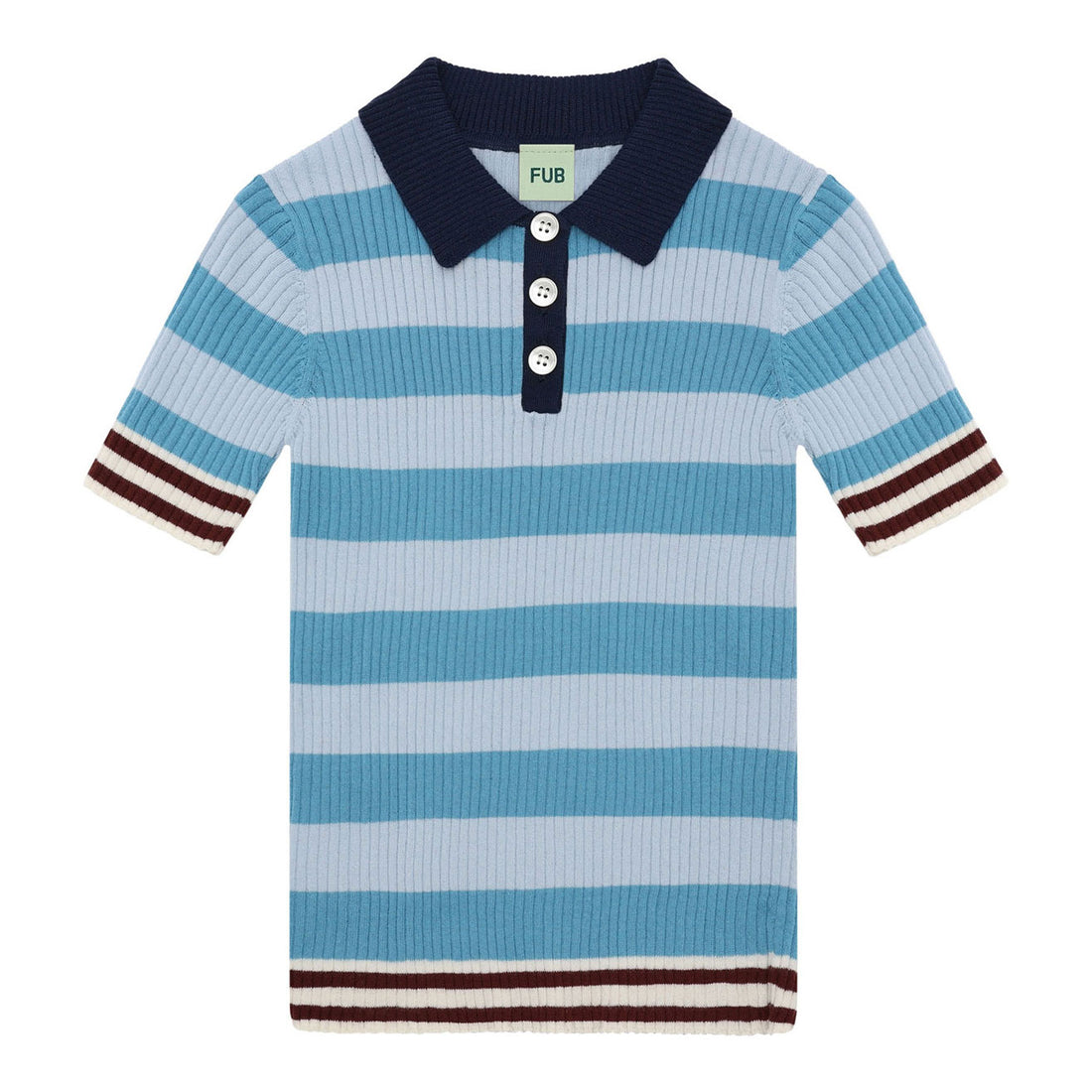 FUB Sea/Pale Blue Striped Rib Polo