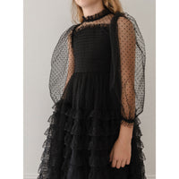 Petite Gold Black Layered Long Lace Gown