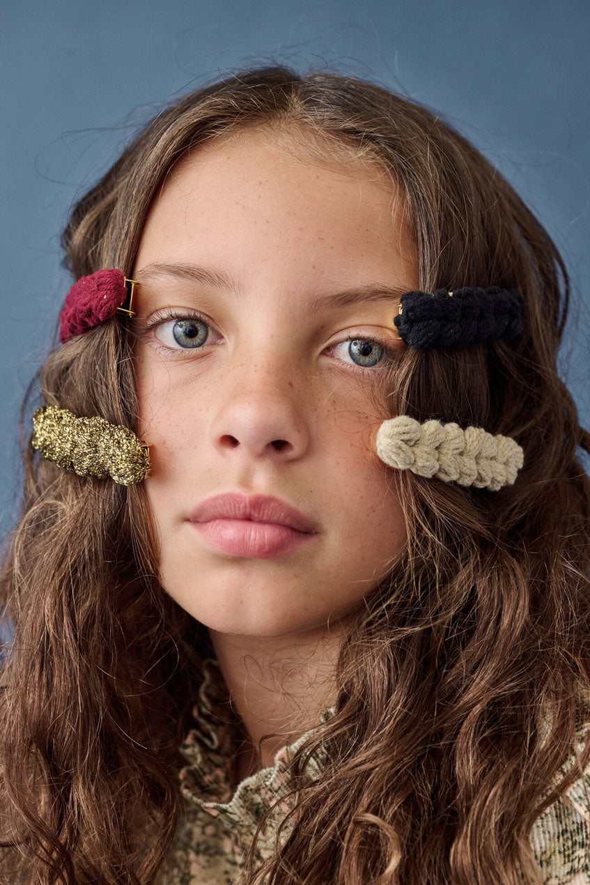 Knot Hairbands Black Floret Knit Bow Barrette